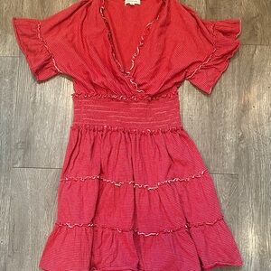 Max Studio Red Ruffled Mini Dress